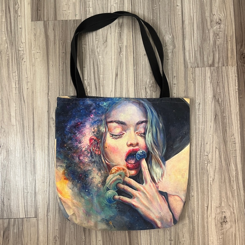 Celestial canvas tote bag